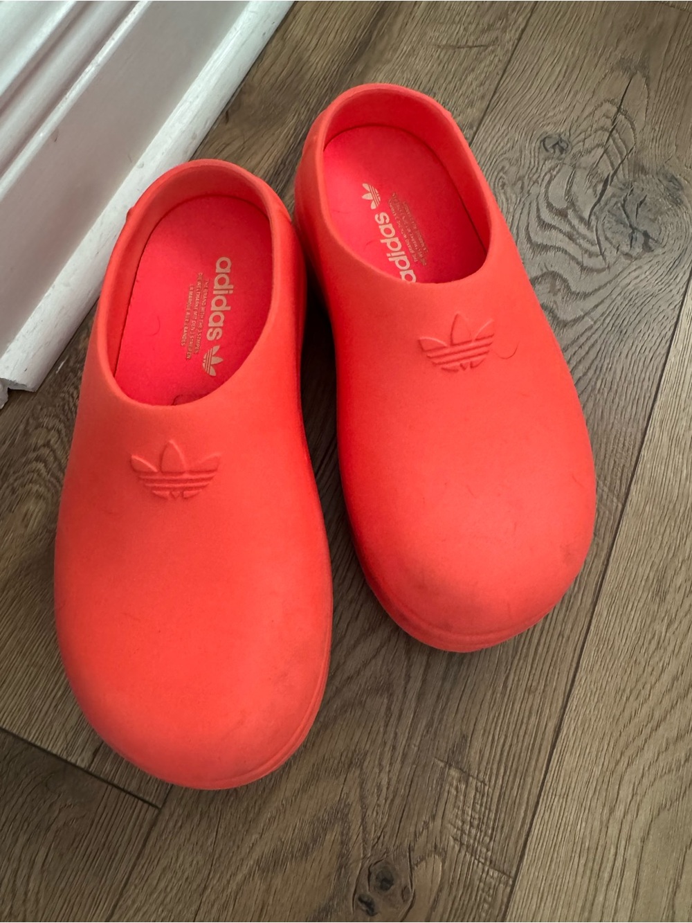 Adidas hot pink / orange clog slip on shoes